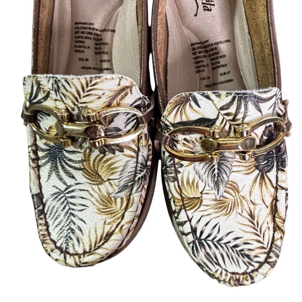 Calzado Shoes Womens Calzado Nueva Gacela SAS Size 6.5 Bronze Slip On Bit Leaves - Picture 7 of 10